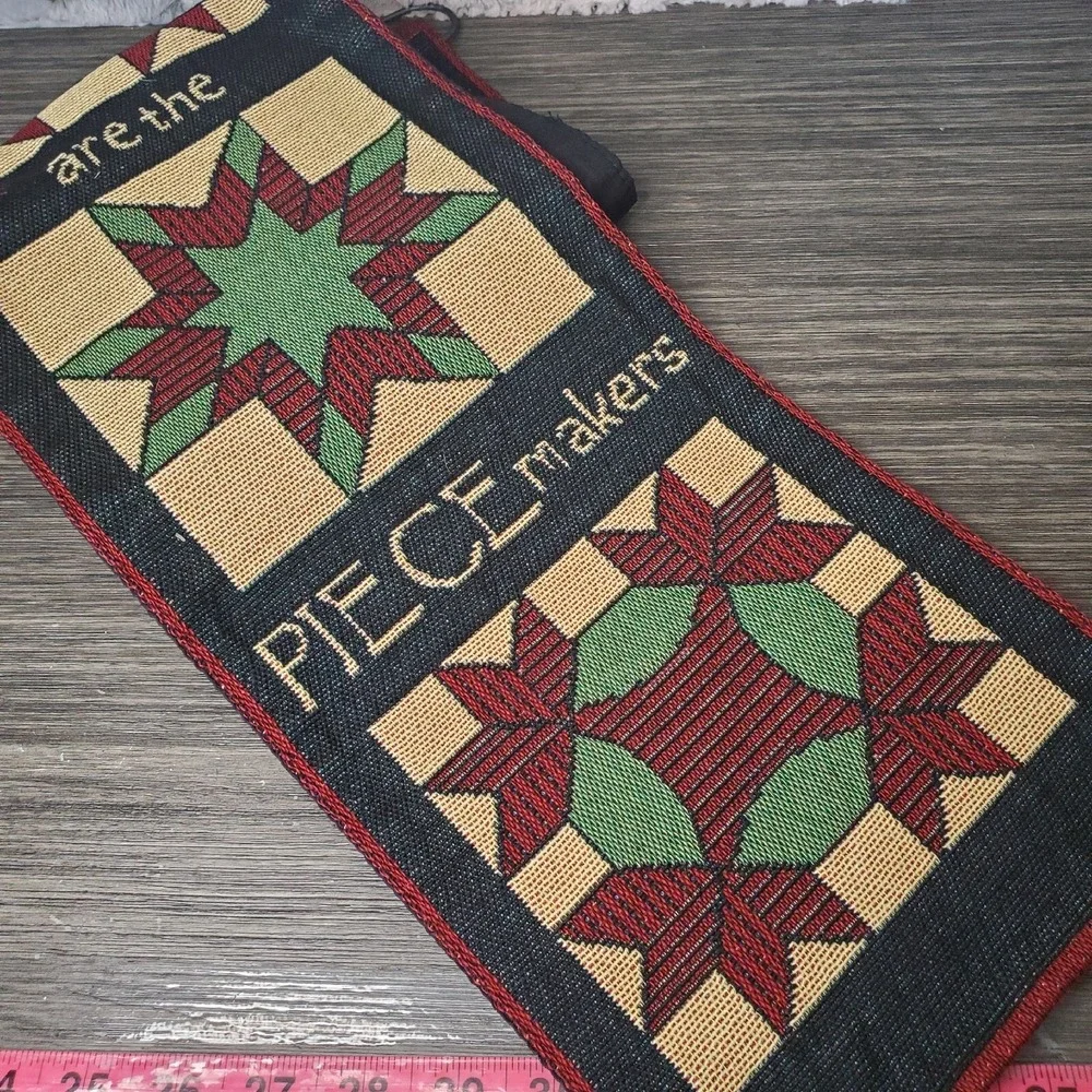 BLESSED ARE THE PIECE MAKERS Hanging Quilter's Craft Room Tapestry Pendant
